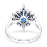 Vintage Style Oval Engagement Ring Simulated Cubic Zirconia 925 Sterling Silver