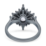 Vintage Style Oval Engagement Ring Simulated Cubic Zirconia 925 Sterling Silver