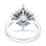 Vintage Style Oval Engagement Ring Simulated Cubic Zirconia 925 Sterling Silver