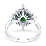 Vintage Style Oval Engagement Ring Simulated Cubic Zirconia 925 Sterling Silver