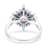 Vintage Style Oval Engagement Ring Simulated Cubic Zirconia 925 Sterling Silver