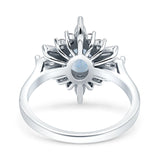 Vintage Style Halo Oval Natural Moonstone Engagement Ring