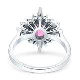 Vintage Style Oval Engagement Ring Simulated Cubic Zirconia 925 Sterling Silver