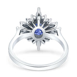 Vintage Style Oval Engagement Ring Simulated Cubic Zirconia 925 Sterling Silver