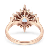 Vintage Style Oval Engagement Ring Simulated Cubic Zirconia 925 Sterling Silver