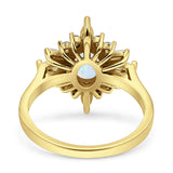 Vintage Style Oval Engagement Ring Simulated Cubic Zirconia 925 Sterling Silver