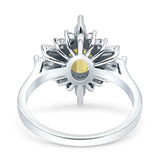 Vintage Style Oval Engagement Ring Simulated Cubic Zirconia 925 Sterling Silver