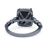 Art Deco Accent Halo Radiant Engagement Ring Cubic Zirconia 925 Sterling Silver