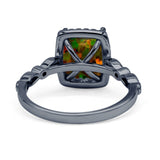 Art Deco Accent Halo Radiant Engagement Ring Cubic Zirconia 925 Sterling Silver