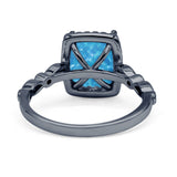 Art Deco Accent Halo Radiant Engagement Ring Cubic Zirconia 925 Sterling Silver