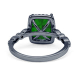 Art Deco Accent Halo Radiant Engagement Ring Cubic Zirconia 925 Sterling Silver