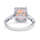 Art Deco Accent Halo Radiant Engagement Ring Cubic Zirconia 925 Sterling Silver