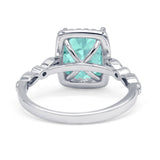 Art Deco Accent Halo Radiant Engagement Ring Cubic Zirconia 925 Sterling Silver