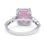 Art Deco Accent Halo Radiant Engagement Ring Cubic Zirconia 925 Sterling Silver