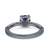 Solitaire Accent Wedding Ring Simulated Cubic Zirconia 925 Sterling Silver