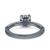 Accent Hidden Halo Round Natural Aquamarine Engagement Ring