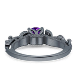 Vintage Style Floral Round Engagement Ring Cubic Zirconia 925 Sterling Silver