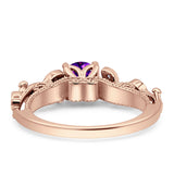 Vintage Style Floral Round Engagement Ring Cubic Zirconia 925 Sterling Silver