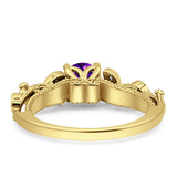 Vintage Style Floral Round Engagement Ring Cubic Zirconia 925 Sterling Silver