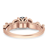 Vintage Style Floral Round Engagement Ring Cubic Zirconia 925 Sterling Silver