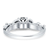 Vintage Style Floral Round Engagement Ring Cubic Zirconia 925 Sterling Silver