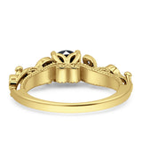 Vintage Style Floral Round Engagement Ring Cubic Zirconia 925 Sterling Silver