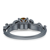 Vintage Style Floral Round Engagement Ring Cubic Zirconia 925 Sterling Silver