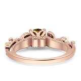 Vintage Style Floral Round Engagement Ring Cubic Zirconia 925 Sterling Silver