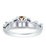 Vintage Style Floral Round Engagement Ring Cubic Zirconia 925 Sterling Silver