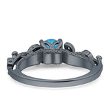 Vintage Style Floral Round Engagement Ring Cubic Zirconia 925 Sterling Silver