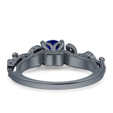 Vintage Style Floral Round Engagement Ring Cubic Zirconia 925 Sterling Silver