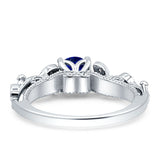 Vintage Style Floral Round Engagement Ring Cubic Zirconia 925 Sterling Silver