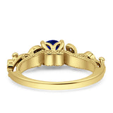 Vintage Style Floral Round Engagement Ring Cubic Zirconia 925 Sterling Silver