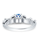 Vintage Style Floral Round Engagement Ring Cubic Zirconia 925 Sterling Silver