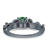 Vintage Style Floral Round Engagement Ring Cubic Zirconia 925 Sterling Silver