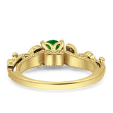 Vintage Style Floral Round Engagement Ring Cubic Zirconia 925 Sterling Silver