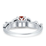 Vintage Style Floral Round Engagement Ring Cubic Zirconia 925 Sterling Silver