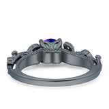 Vintage Style Floral Round Engagement Ring Cubic Zirconia 925 Sterling Silver