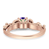 Vintage Style Floral Round Engagement Ring Cubic Zirconia 925 Sterling Silver