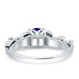 Vintage Style Floral Round Engagement Ring Cubic Zirconia 925 Sterling Silver