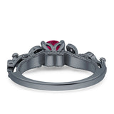 Vintage Style Floral Round Engagement Ring Cubic Zirconia 925 Sterling Silver