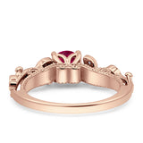 Vintage Style Floral Round Engagement Ring Cubic Zirconia 925 Sterling Silver