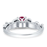 Vintage Style Floral Round Engagement Ring Cubic Zirconia 925 Sterling Silver