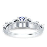 Vintage Style Floral Round Engagement Ring Cubic Zirconia 925 Sterling Silver