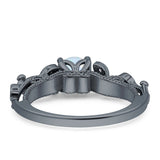 Vintage Style Floral Round Engagement Ring Cubic Zirconia 925 Sterling Silver