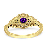 Art Deco Round Engagement Ring Cubic Zirconia 925 Sterling Silver