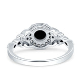 Art Deco Round Engagement Ring Cubic Zirconia 925 Sterling Silver