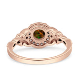 Art Deco Round Engagement Ring Cubic Zirconia 925 Sterling Silver