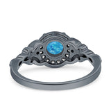 Art Deco Round Engagement Ring Cubic Zirconia 925 Sterling Silver