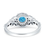 Art Deco Round Engagement Ring Cubic Zirconia 925 Sterling Silver